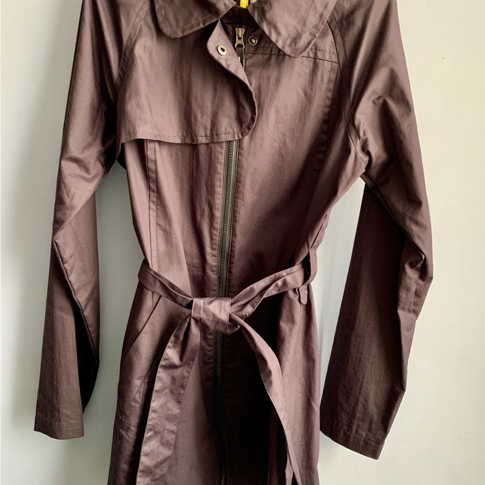 LOLE Charcoal Gray HOODED Rain Jacket Belted Womens SIZE SMALL